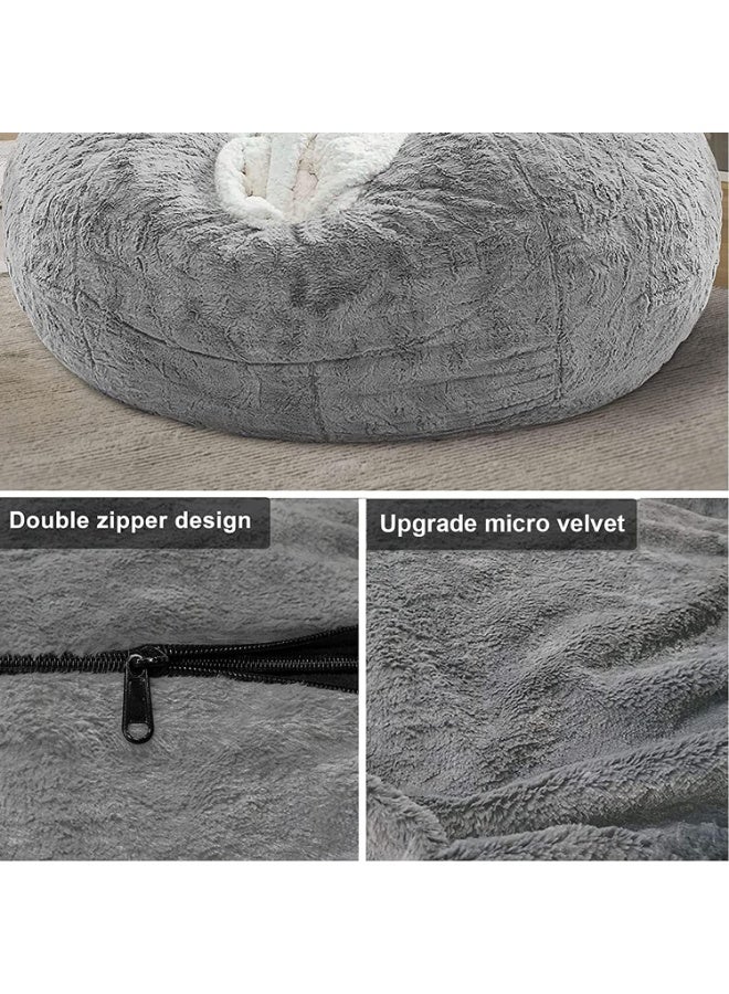 Arabest Bean Bag Chairs, Giant Bean Bag Chair for Adults, 6ft Big Bean Bag Cover Comfy Bean Bag Bed (No Filler, Cover only) Fluffy Lazy Sofa(6ft, 150 * 75cm) (Dark Grey) - Image 4